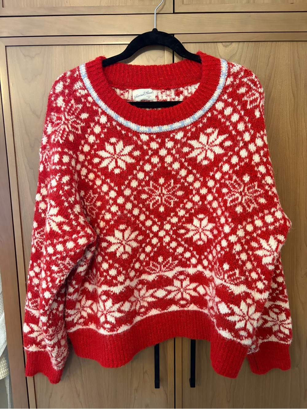 Universal Thread Red and White Nordic Snowflake Crewneck Sweater